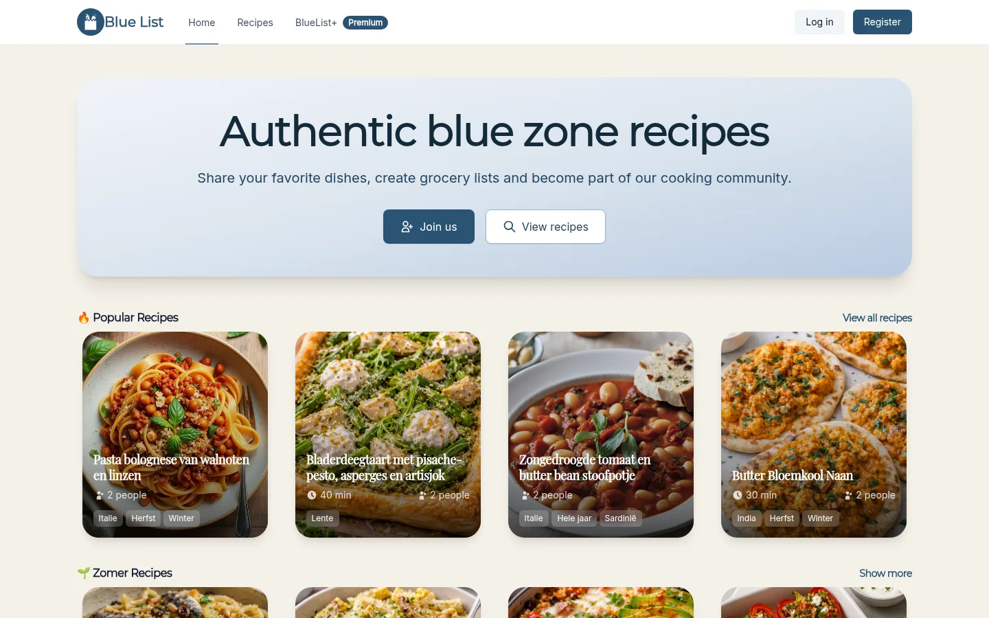 Homepage van Blue-List